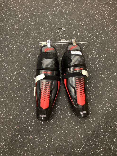 Vist Large View of Product Image Which is Used Bauer LIL SPORT Intermediate Shin Guards Black 12"