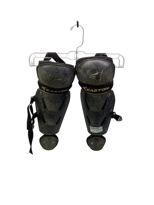 Vist Large View of Product Image Which is Used Easton BLACK SHIN GAURDS Catchers Leg Guards Black Youth