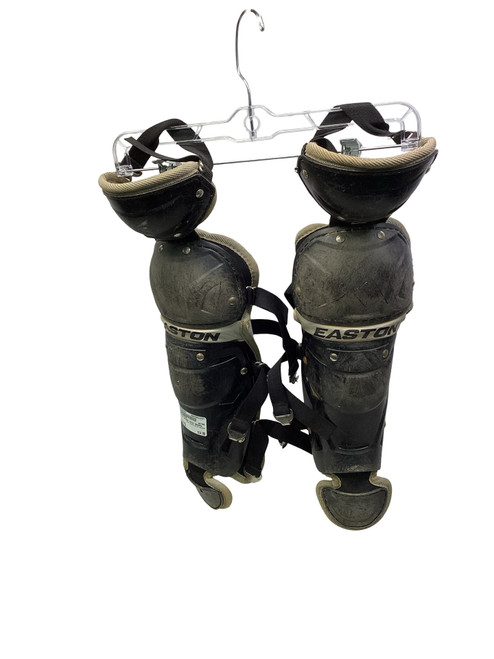 Vist Large View of Product Image Which is Used Easton BLACK SHIN GAURDS Catchers Leg Guards Black Youth