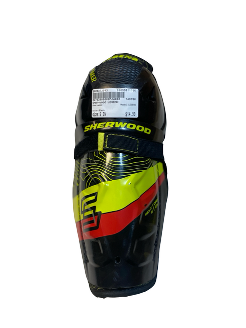 Vist Large View of Product Image Which is Used Sher-wood LEGEND Youth Shin Guards Black 9"