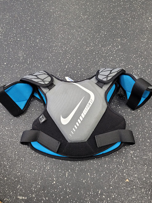 Vist Large View of Product Image Which is Used Nike VAPOR LT Lacrosse Shoulder Pads Grey LG