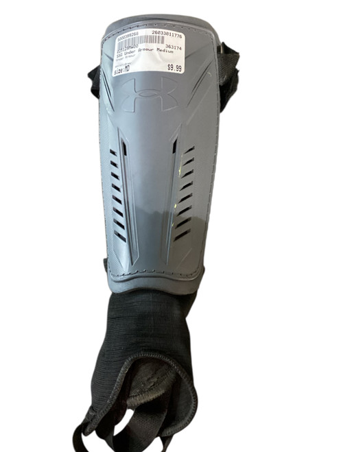 Vist Large View of Product Image Which is Used Under Armour Soccer Shin Guards Adult Grey MD