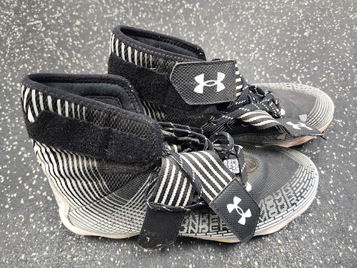 Vist Large View of Product Image Which is Used Under Armour UAF Football Cleats Black And White Senior 8
