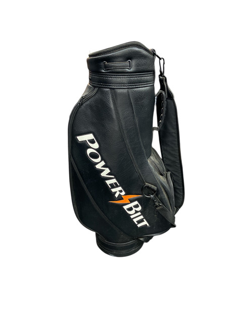 Vist Large View of Product Image Which is Used Powerbilt LEATHER BAG Mens Cart Bag Black