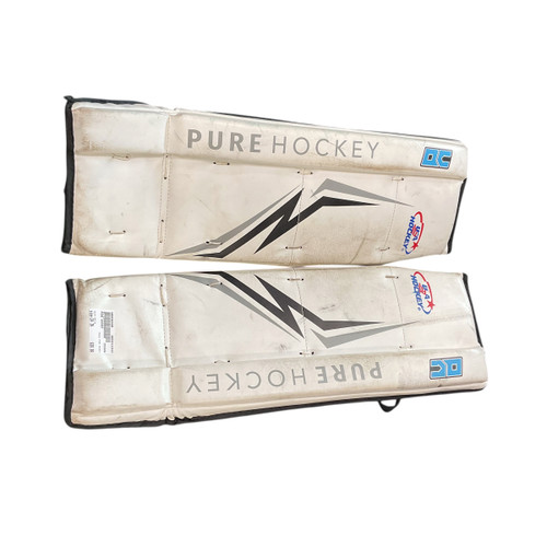 Vist Large View of Product Image Which is Used PURE HOCKEY Goalie Leg Pads Youth White 24"