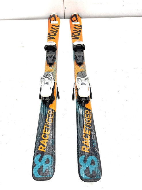 Vist Large View of Product Image Which is Used Volkl RACETIGER Boys DH Ski/Binding Orange 120 cm
