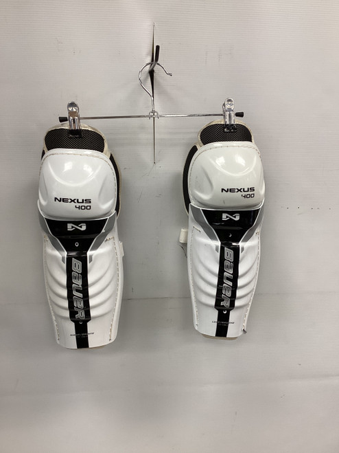 Vist Large View of Product Image Which is Used Bauer NEXUS 400 Intermediate Shin Guards White 11"