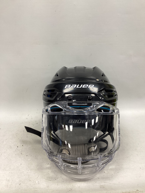 Vist Large View of Product Image Which is Used Bauer REAKT 55 W/ BUBBLE Helmet Cage Combo Black MD