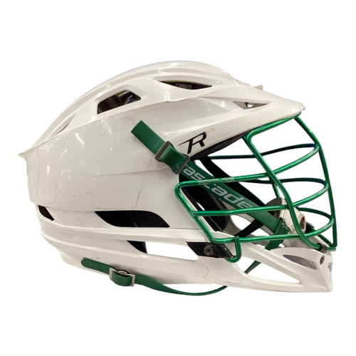 Vist Large View of Product Image Which is Used Cascade R Lacrosse Helmet Green And White One Size
