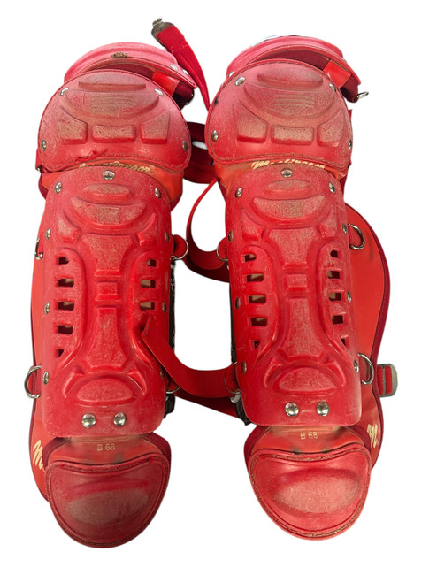 Vist Large View of Product Image Which is Used MacGregor B68 Catchers Leg Guards Red Junior