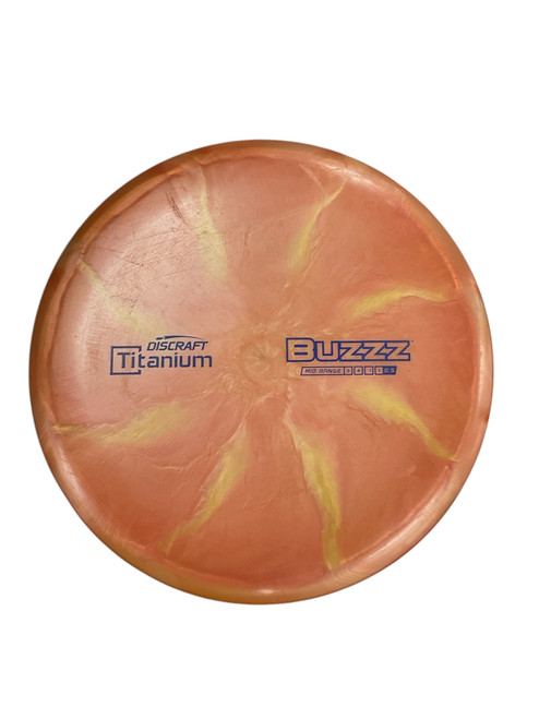 Vist Large View of Product Image Which is Used Discraft BUZZZ TITANIUM Disc Golf Mid Range Orange 178g