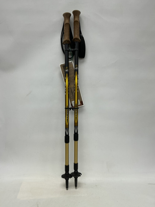 Vist Large View of Product Image Which is Used Leki LEKI SUPER MAKALU Mens XC Ski Poles Black And Gold Snow Shoe Pole