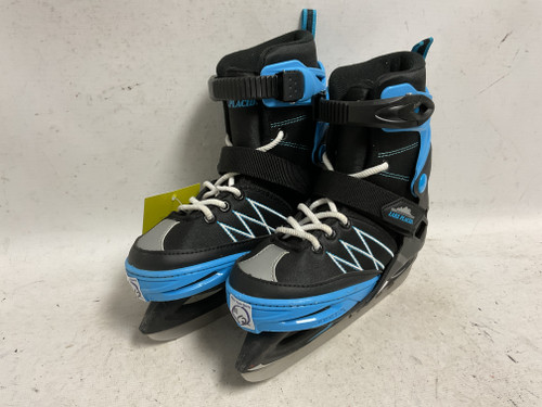 Vist Large View of Product Image Which is Used Lake Placid ADJ 11-2 Boys Softboot Skate Black And Carolina Blue Adjustable