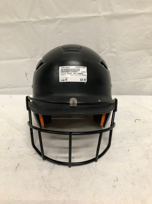 Vist Large View of Product Image Which is Used Schutt BLACK AND ORANGE Batting Helmet w/Mask Black MD