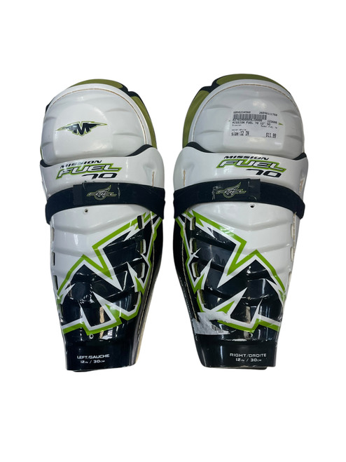 Vist Large View of Product Image Which is Used Mission FUEL 70 Junior Shin Guards White 12"