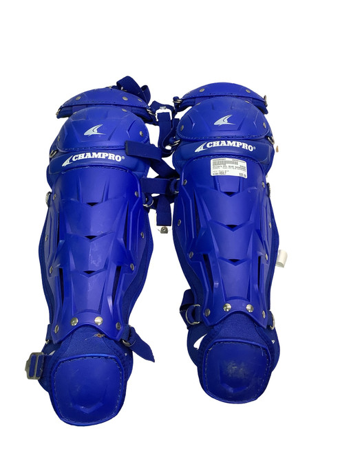 Vist Large View of Product Image Which is Used Champro RYL BLUE SHINGUARDS Catchers Leg Guards Royal Blue Adult
