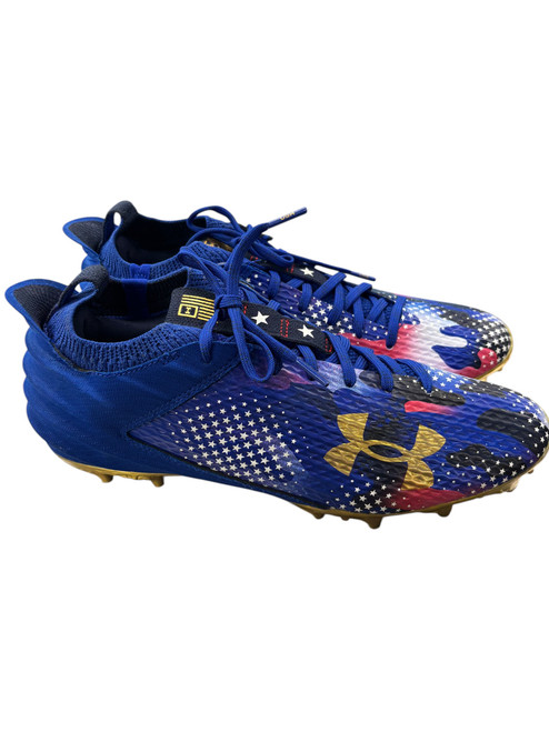 Vist Large View of Product Image Which is Used Under Armour Adult FB Cleats Navy Blue Senior 9