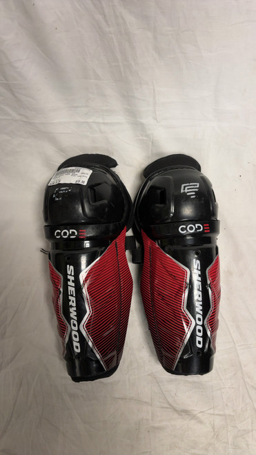 Vist Large View of Product Image Which is Used Sher-wood CODE SHIN Youth Shin Guards Black 8"