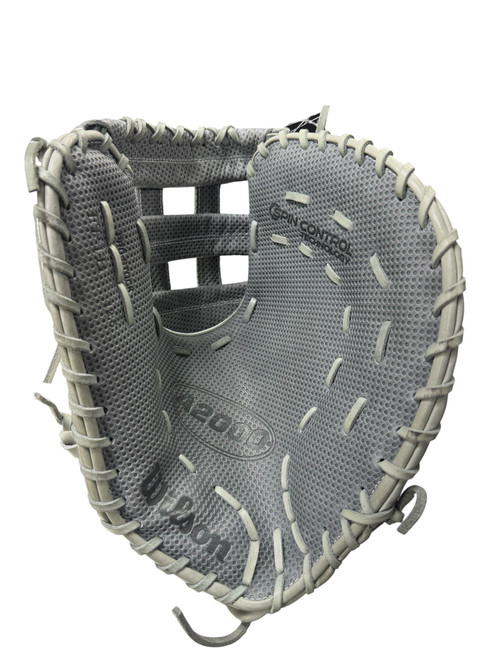 Vist Large View of Product Image Which is Used Wilson A2000 FP BB/SB First Base RH Throw White 12 1/2"