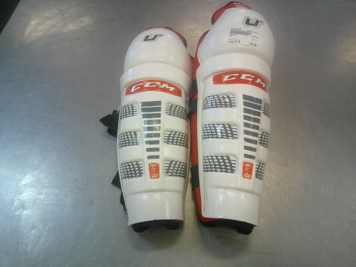 Vist Large View of Product Image Which is Used CCM 04 Senior Shin Guards White 14"