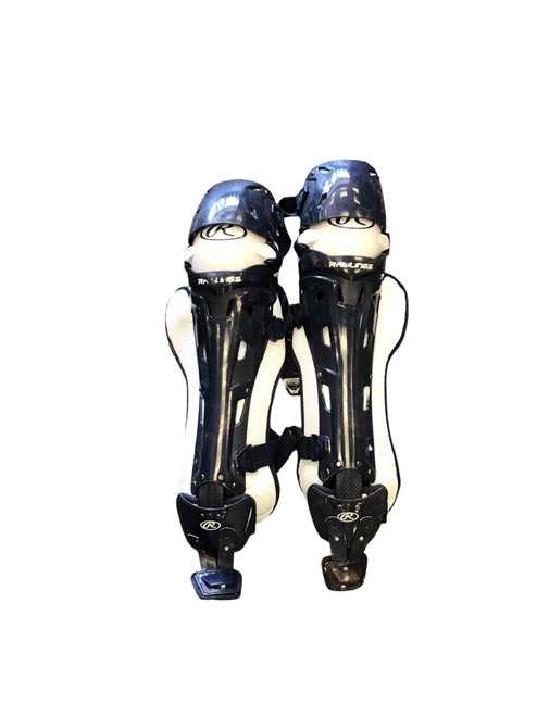 Vist Large View of Product Image Which is USED RAWLINGS MACH LEG GUARDS Catchers Leg Guards Navy Blue Adult