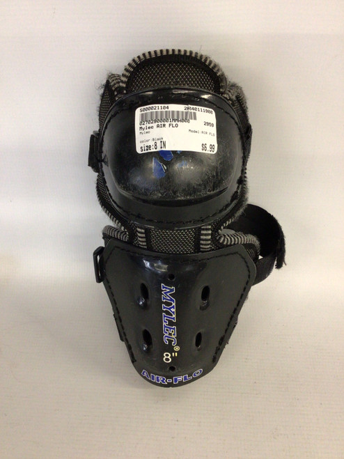 Vist Large View of Product Image Which is Used Mylec AIR FLO Junior Shin Guards Black 8"