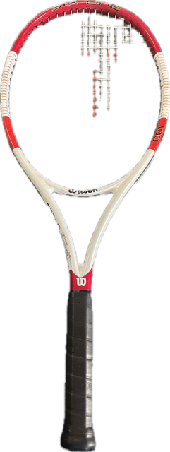 Vist Large View of Product Image Which is Used Wilson SIX ONE 100 TEAM Adult Tennis Racquet White 4 1/2"