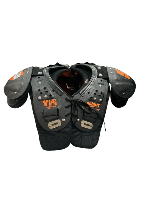Vist Large View of Product Image Which is Used Schutt Y FLEX 500 YTH FB SP XS FB Shoulder Pads Black XS
