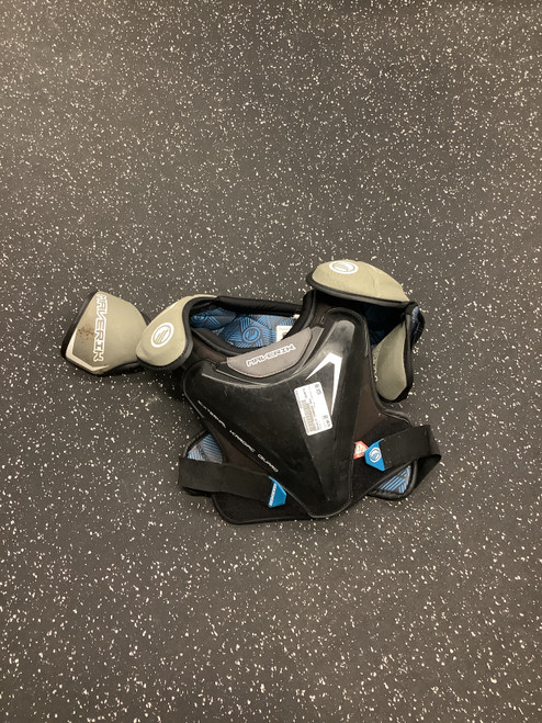 Vist Large View of Product Image Which is Used Maverik CHARGER EKG Lacrosse Shoulder Pads Grey SM