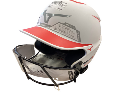 Vist Large View of Product Image Which is Used Mizuno F6 BATTING HELMET Batting Helmet w/Mask White One Size