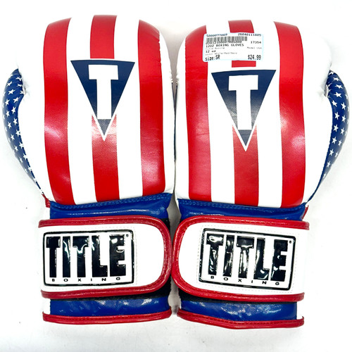 Vist Large View of Product Image Which is Used Title Boxing USA Boxing Gloves White/Red/Navy Senior