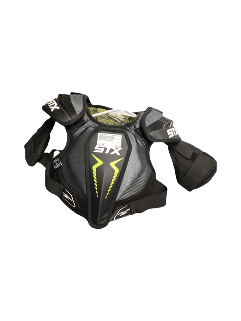 Vist Large View of Product Image Which is Used STX STALLION 200+ Lacrosse Shoulder Pads Black MD