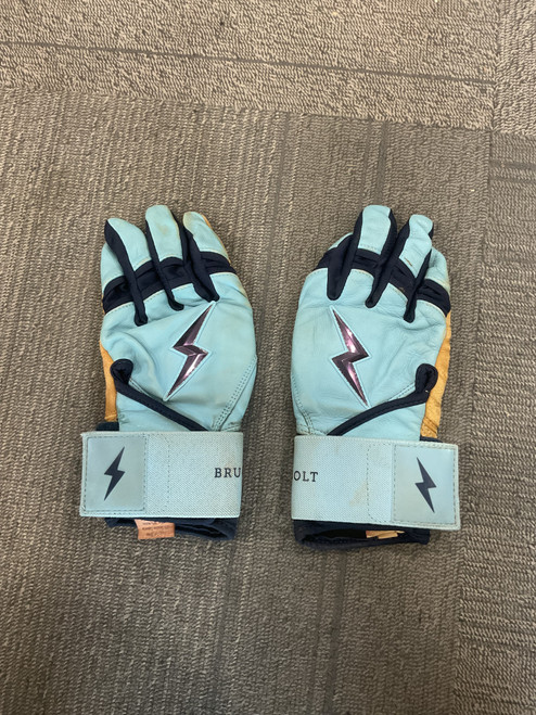Vist Large View of Product Image Which is Used BRUCE BOLT BB/SB Batting Gloves Carolina Blue SM