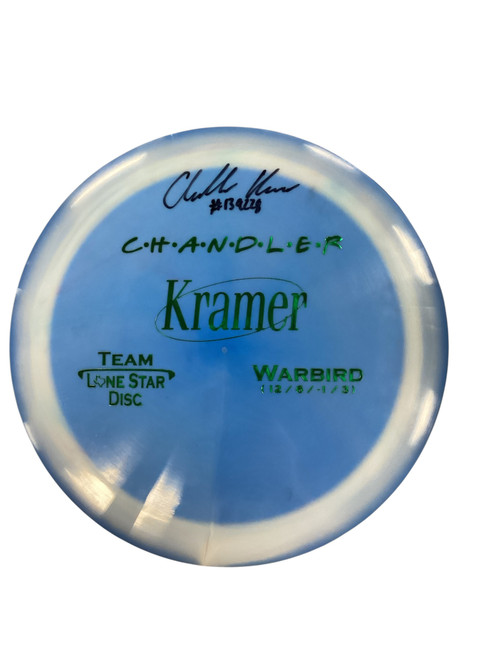 Vist Large View of Product Image Which is Lone Star Disc CHANDLER KRAMER WARBIRD SIGNED Disc Golf Driver Royal Blue