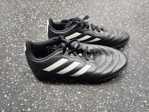 Vist Large View of Product Image Which is Used Adidas GOLETTO Soccer Turf Shoes Black And White Junior 03