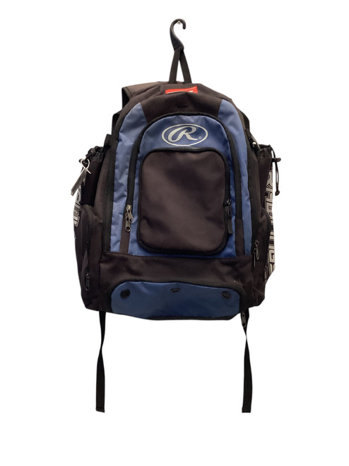 Vist Large View of Product Image Which is Used Rawlings TEAM BACKPACK BB/SB Player Carry Bag Black And Carolina Blue