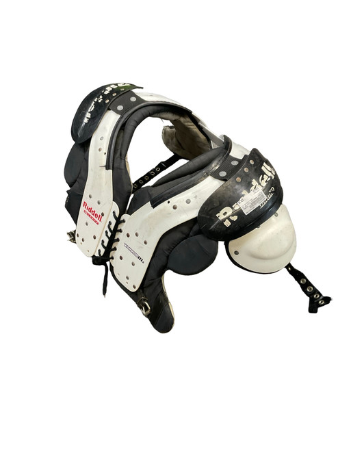 Vist Large View of Product Image Which is Used Riddell WARRIOR IIIX FB Shoulder Pads White LG