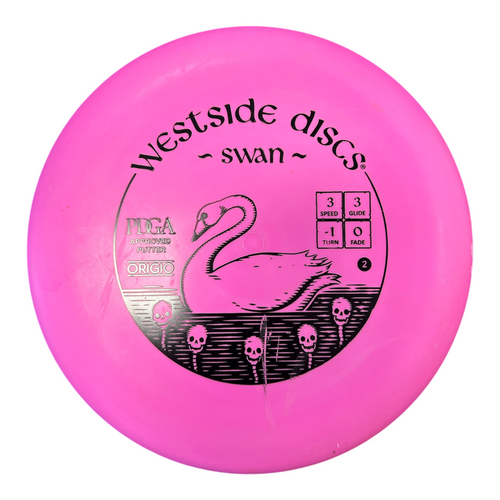 Vist Large View of Product Image Which is Used Westside ORIGIO SWAN Disc Golf Putter Neon Pink 175g
