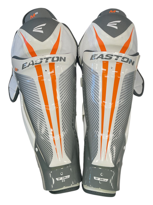 Vist Large View of Product Image Which is Used Easton M5 Senior Shin Guards White 15"