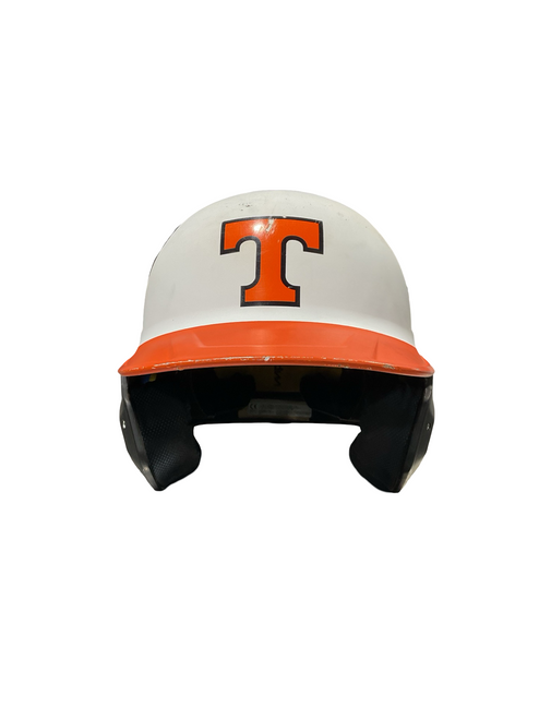 Vist Large View of Product Image Which is Used Rawlings ORANGE /BLACK Batting Helmet No Mask Orange One Size