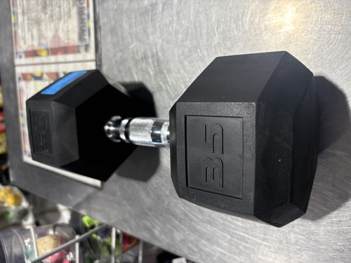 Vist Large View of Product Image Which is Used Rubber Hex Dumbbell (Each) 35 lb
