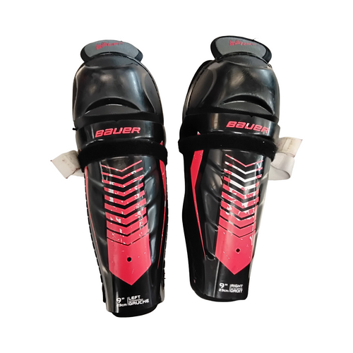 Vist Large View of Product Image Which is Used Bauer LIL SPORT Youth Shin Guards Black 9"