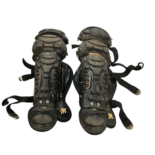 Vist Large View of Product Image Which is Used MacGregor B68 Catchers Leg Guards Black Youth