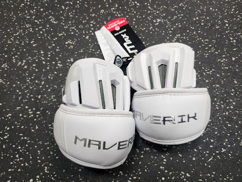 Vist Large View of Product Image Which is Maverik MAX Lacrosse Arm Pads/Guards White LG