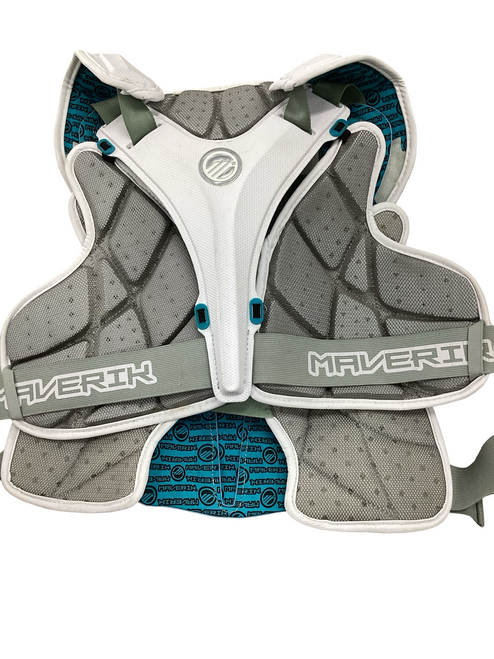Vist Large View of Product Image Which is Used Maverik ROME XRD Lacrosse Shoulder Pads White LG