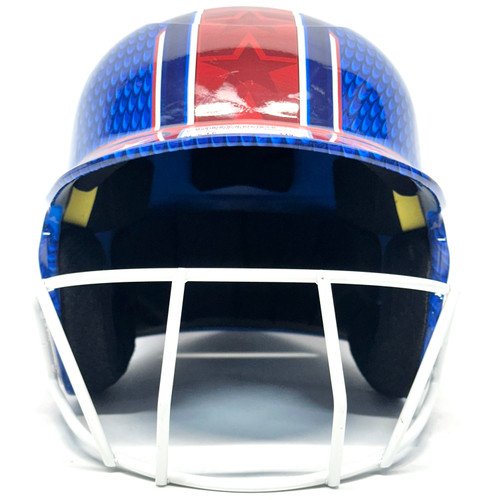 Vist Large View of Product Image Which is Used BoomBah BBH2-SR Batting Helmet w/Mask White/Red/Navy LG