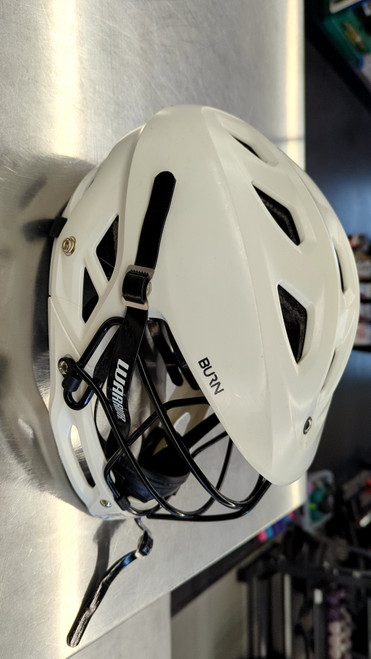 Vist Large View of Product Image Which is Used Warrior BURN JR HELMET Lacrosse Helmet White SM
