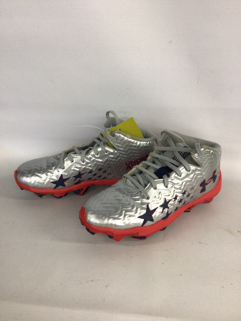 Vist Large View of Product Image Which is Used Under Armour Jr FB Cleats Grey Junior 05.5