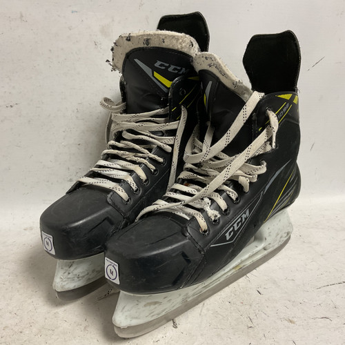 Vist Large View of Product Image Which is Used CCM TACKS 1092 Senior Hockey Skate White/Black/Yellow Senior 11