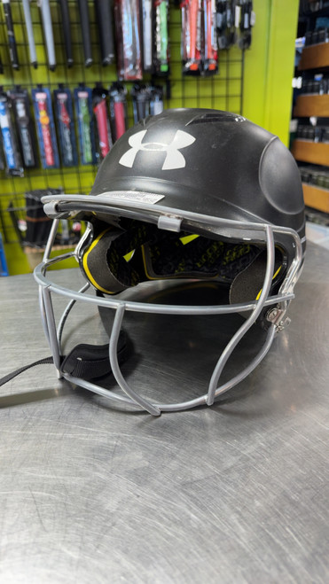 Vist Large View of Product Image Which is Used Under Armour BATTING HELMET Batting Helmet w/Mask Black SM